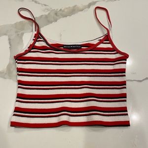 Brandy Melville red and black striped spaghetti strap cropped top one size